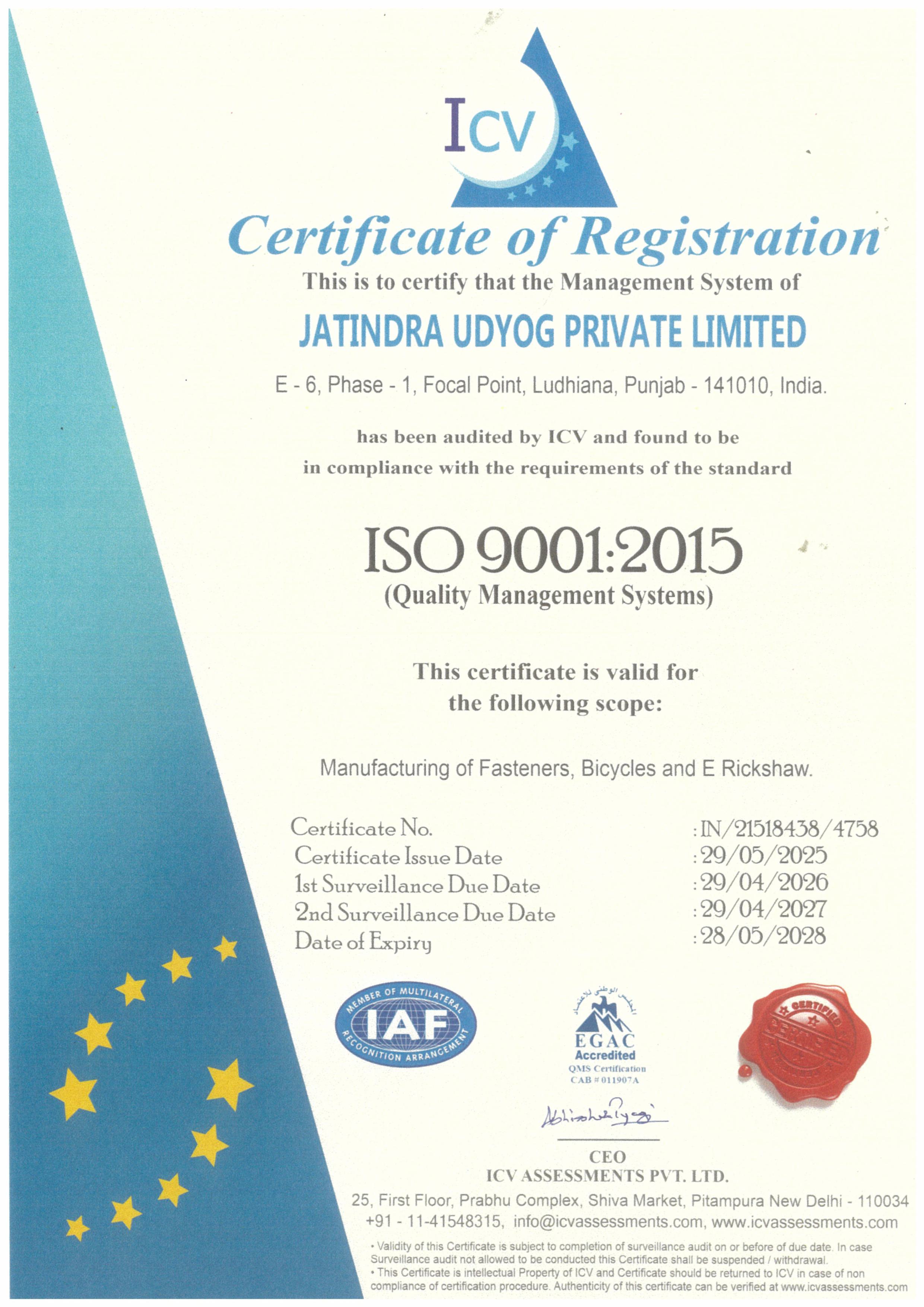 ISO Certificate
